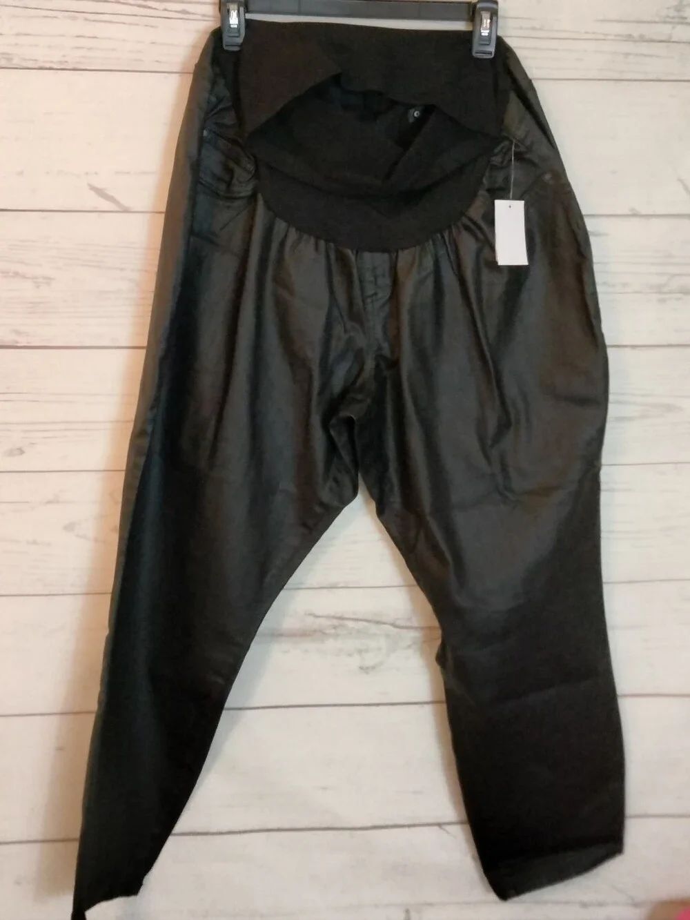 Black Or Deep Blue ,Faux Leather Harem Pants. ( Maternity)